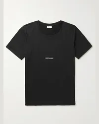 Saint Laurent T-Shirt aus Baumwoll-Jersey mit Logoprint Schwarz