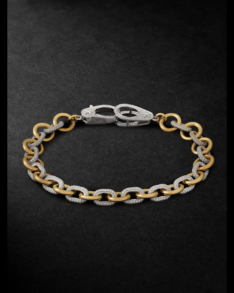 FOUNDRAE Midsized Mixed Link Armband aus 18 Karat Gelb- und Weißgold mit Diamanten Gold