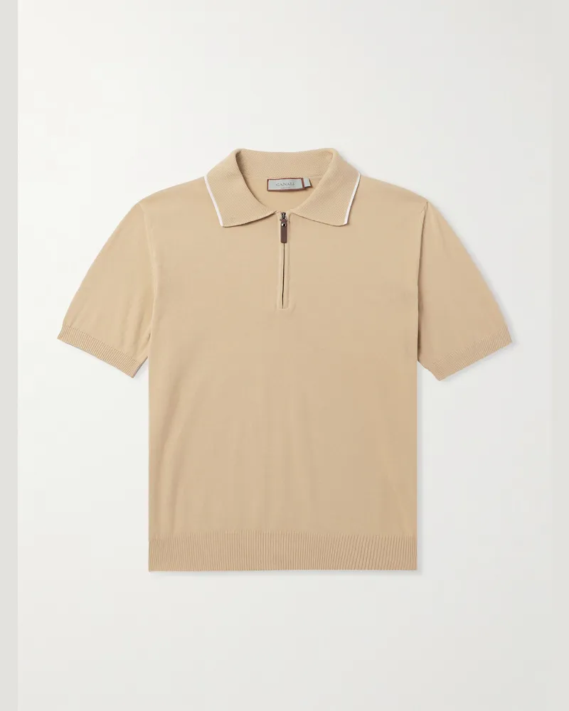 Canali Polohemd aus Baumwolle in Rippstrick Neutral