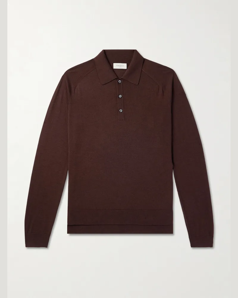 PIACENZA 1733 Pullover aus einer Mischung aus Wolle, Seide und Kaschmir mit Polokragen Braun