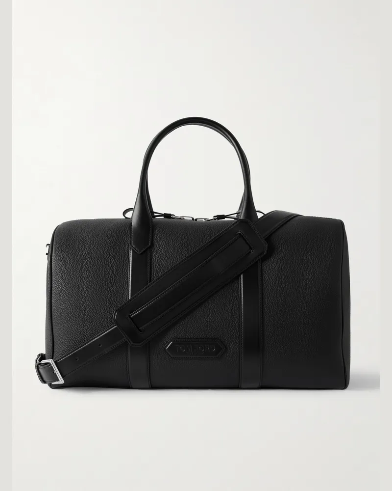 Tom Ford Bowling-Tasche aus vollnarbigem Leder Schwarz