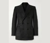 Double-Breasted Polka-Dot Mulberry Silk-Duchesse Satin Tuxedo Jacket