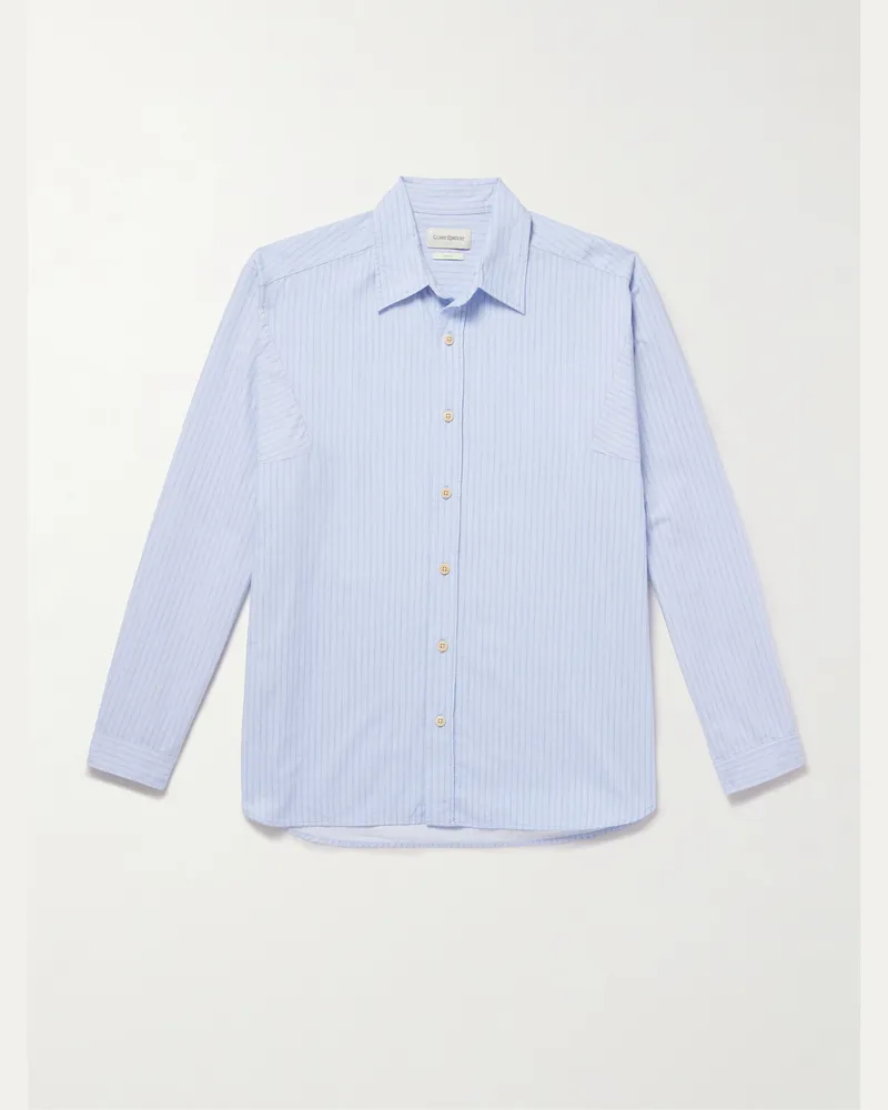 Oliver Spencer Garrison gestreiftes Hemd aus Biobaumwolle Blau