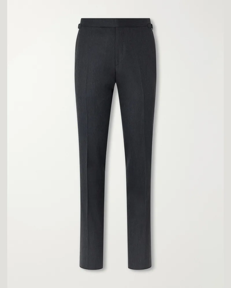 Tom Ford Shelton Straight-Leg Wool-Twill Suit Trousers Gray