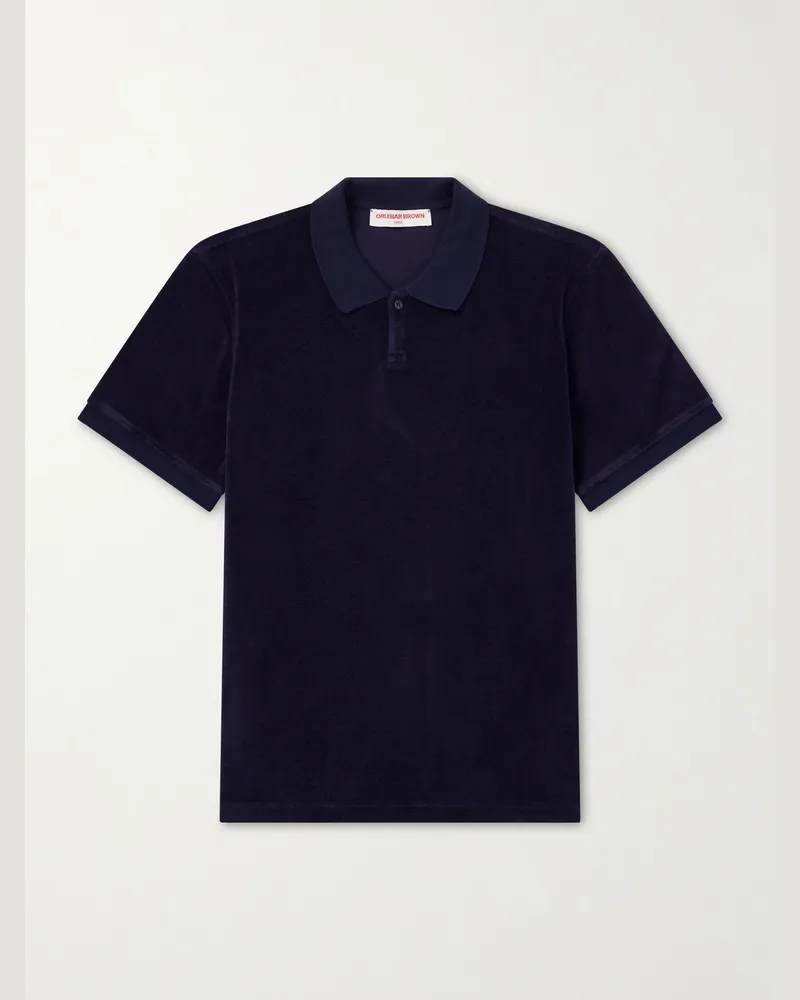 Orlebar Brown Bruno Cotton-Terry Polo Shirt Blue