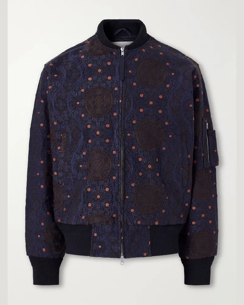 KARDO Max Embroidered Cotton Bomber Jacket Blue