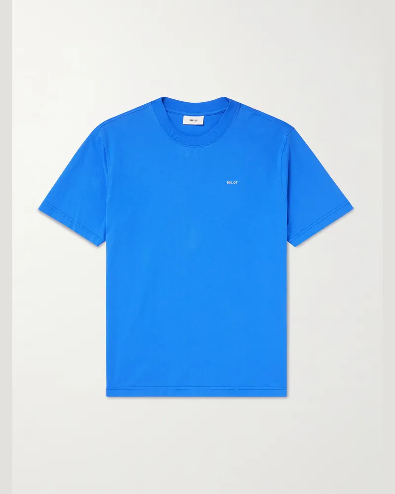 NN 07 Adam 3209 T-Shirt aus Pima-Baumwoll-Jersey mit Logostickerei Blau