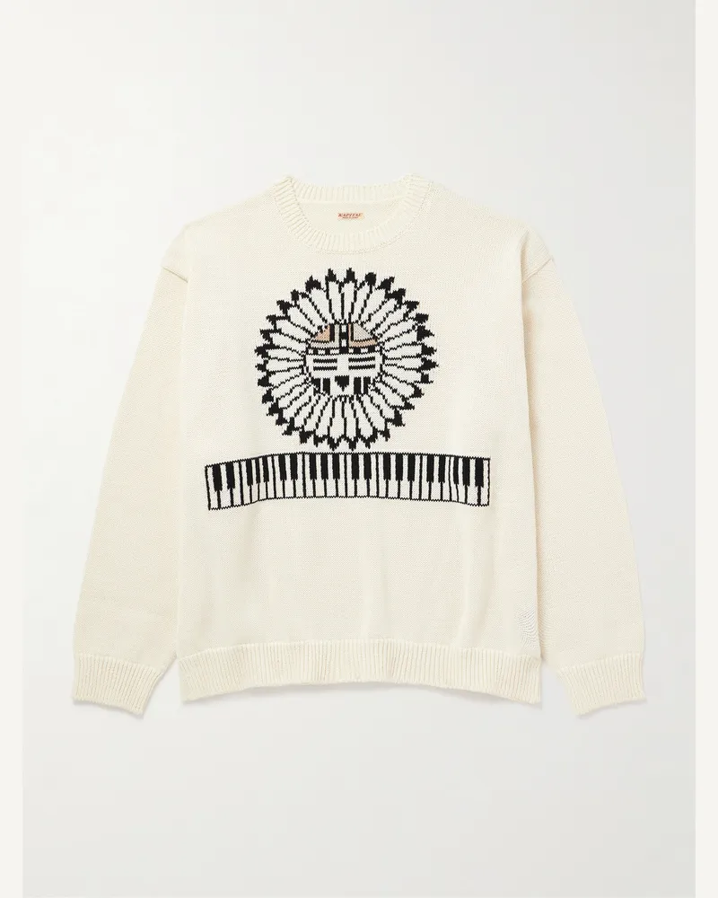 KAPITAL Pullover aus Jacquard-Strick aus einer Baumwollmischung Neutral