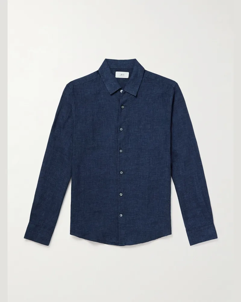 MR P. Delave Hemd aus Leinen Blau