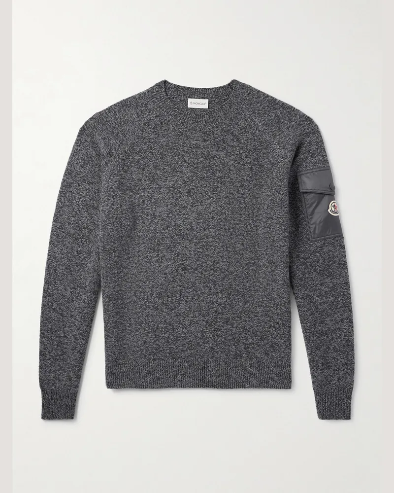 Moncler Pullover aus einer Woll-Kaschmirmischung mit Logoapplikation und Shell-Besatz Grau