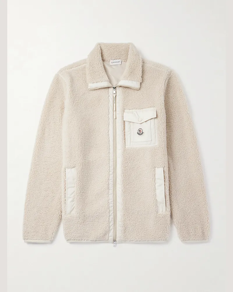 Moncler Jacke aus Fleece mit Nylon-Besatz und Logoapplikation Neutral