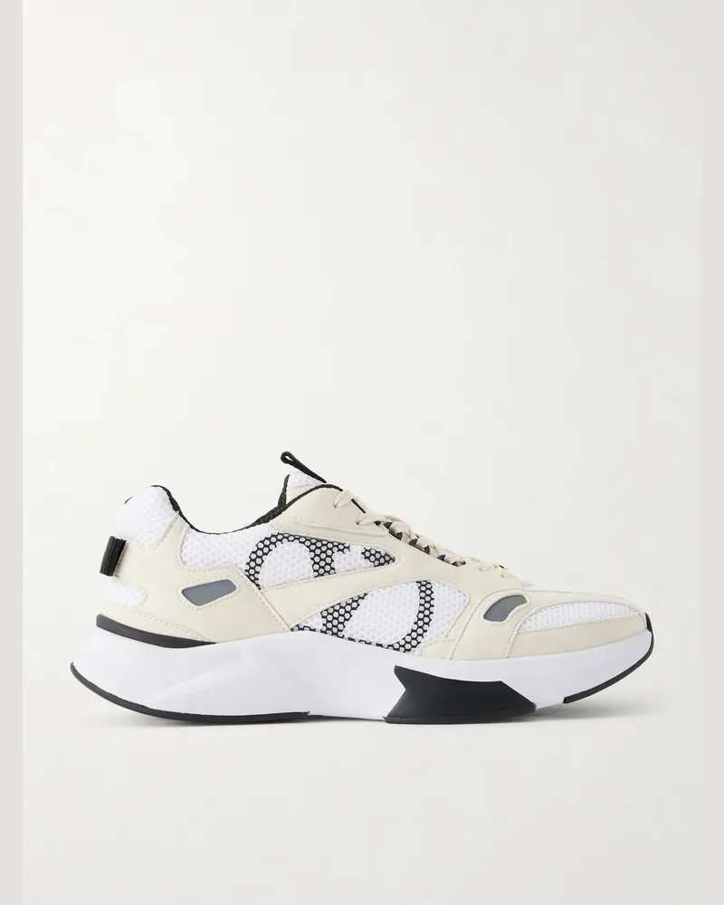 Valentino Garavani Demivee Suede-Trimmed Mesh Sneakers White