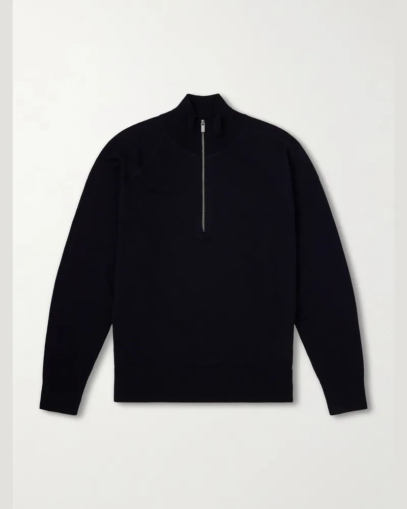 BARENA Merino Wool Half-Zip Sweater Blue