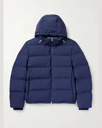 Brunello Cucinelli Wattierte Daunenjacke aus gestepptem Shell mit Kapuze Blau