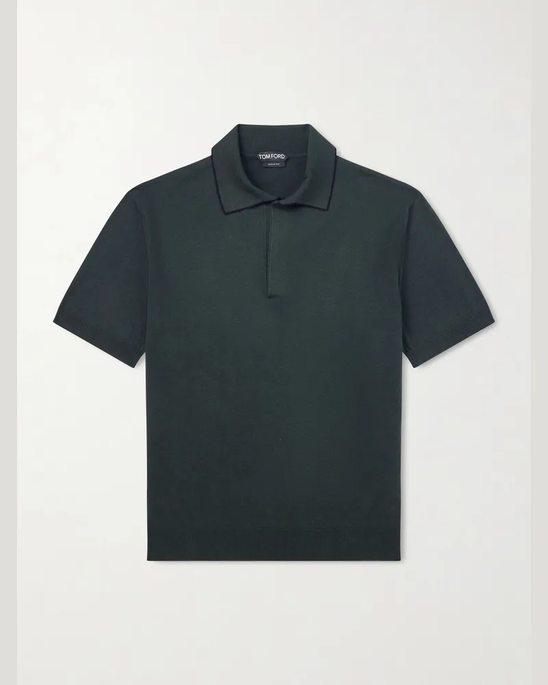 Tom Ford Polohemd aus einer Sea-Island-Baumwoll-Seidenmischung Grün