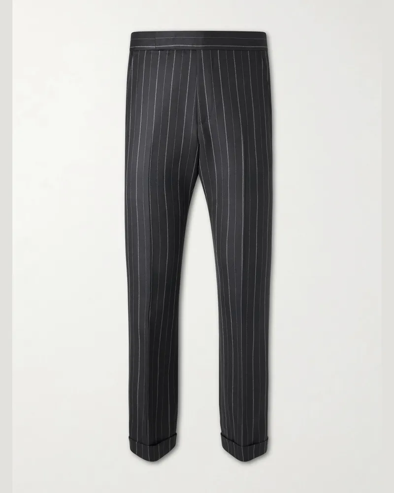 Tom Ford Straight-Leg Pinstriped Wool-Twill Suit Trousers Black