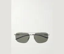 Aviator-Style Silver-Tone Sunglasses