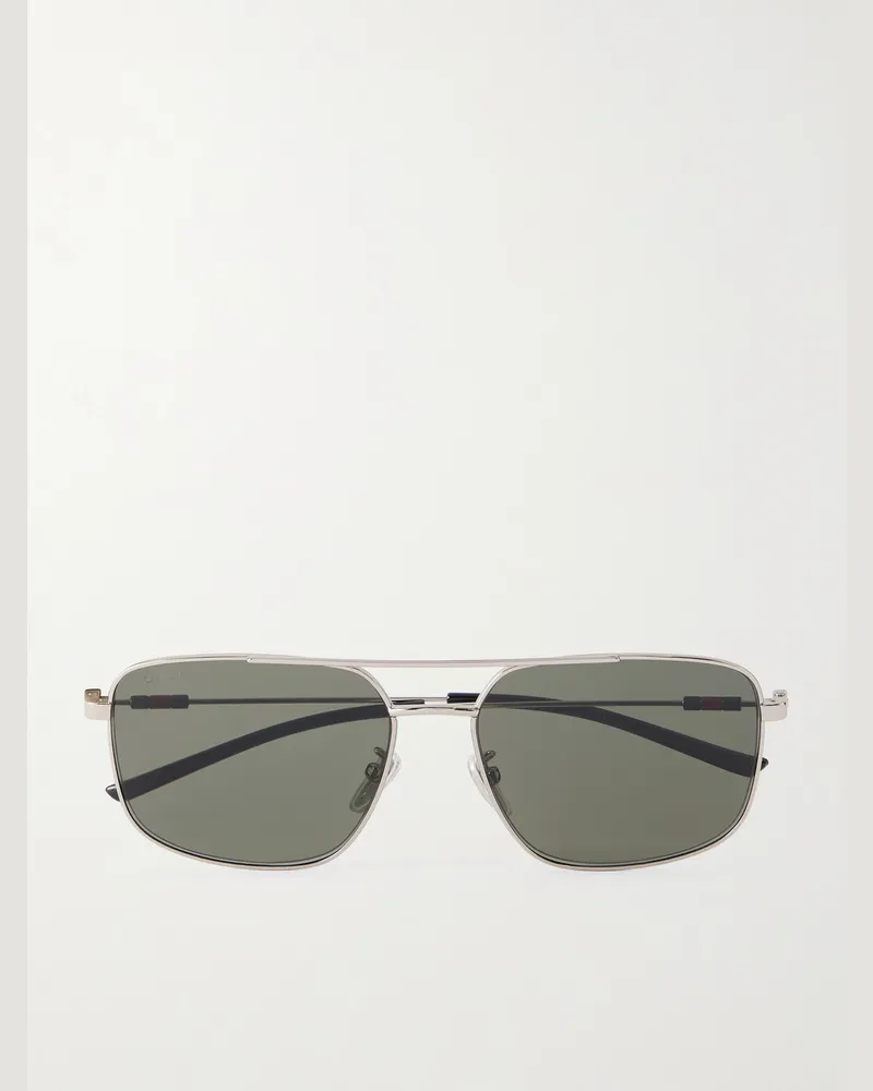Gucci Aviator-Style Silver-Tone Sunglasses Silver