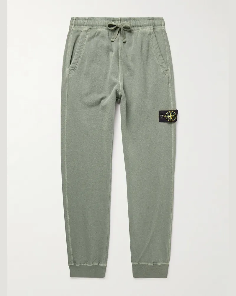 Stone Island Schmal zulaufende Jogginghose aus Baumwoll-Jersey mit Logodetail in Stückfärbung Grün