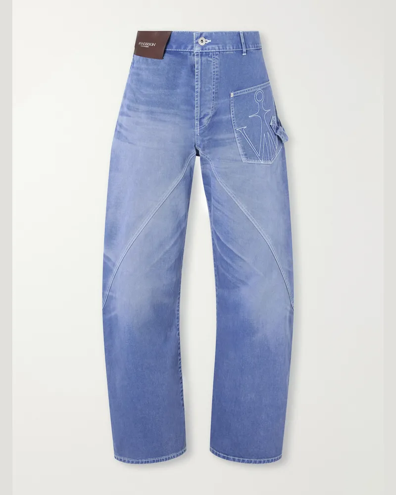 J.W.Anderson Embroidered Wide-Leg Jeans Blue