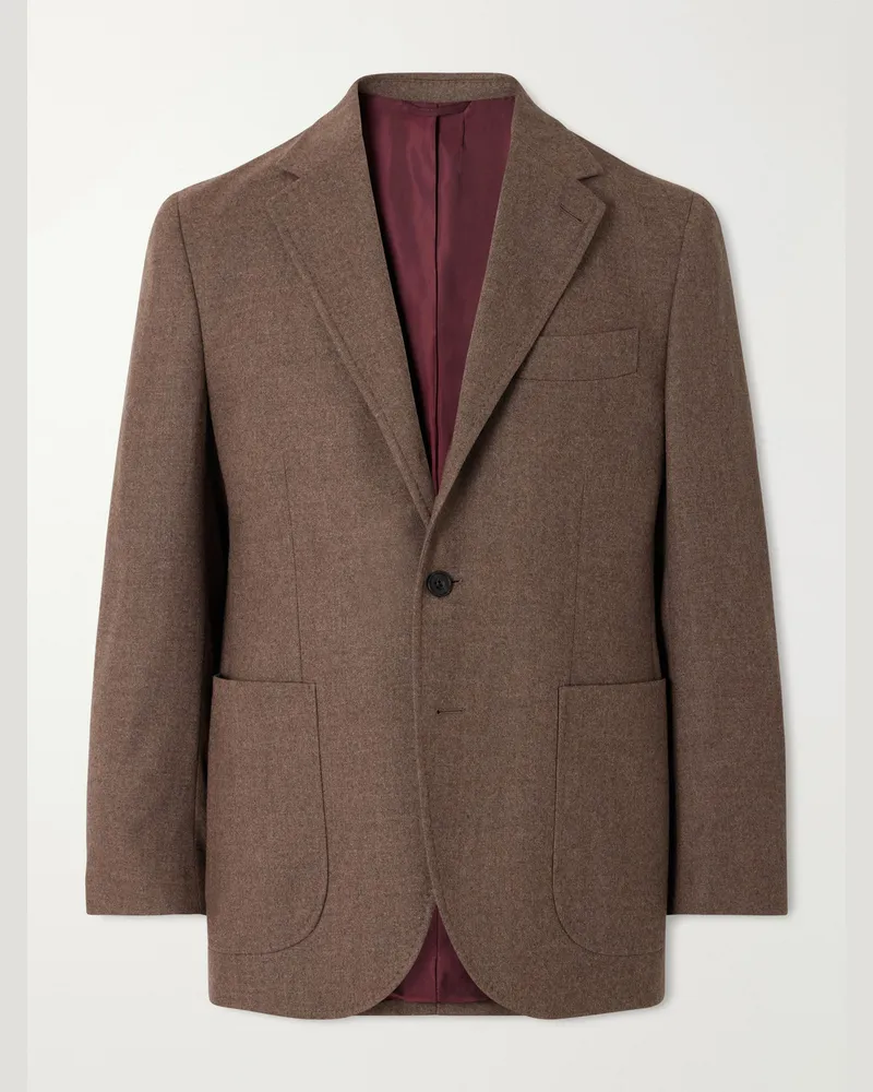 Rubinacci Virgin Wool-Flannel Suit Jacket Brown