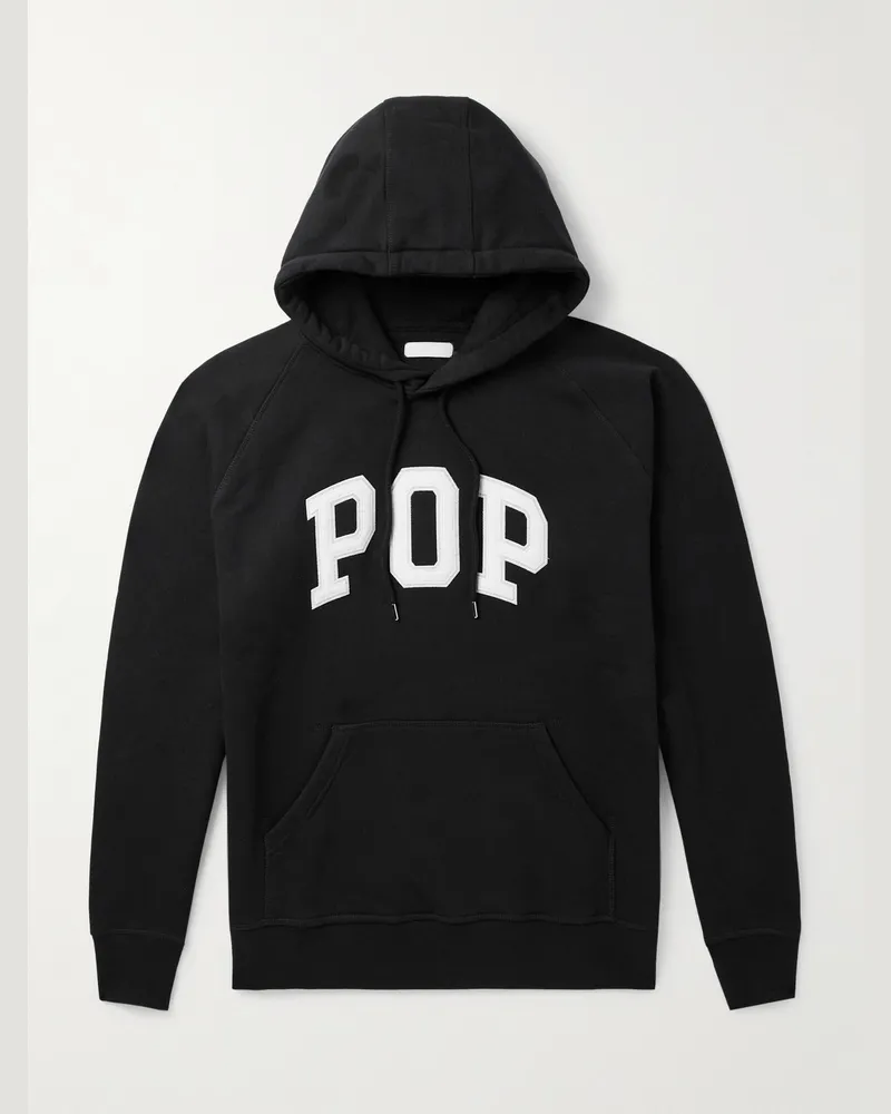 Pop Trading Company Arch Hoodie aus Baumwoll-Jersey mit Logoapplikation Schwarz