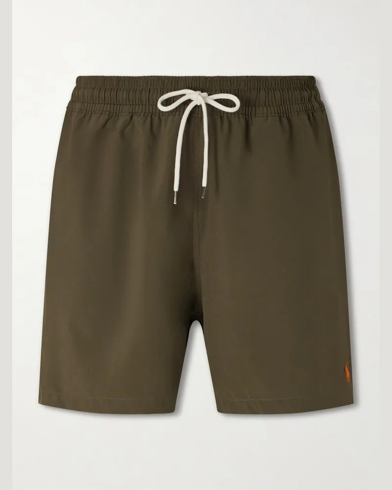 Ralph Lauren Traveler gerade geschnittene, mittellange Badeshorts aus recyceltem Material Grün
