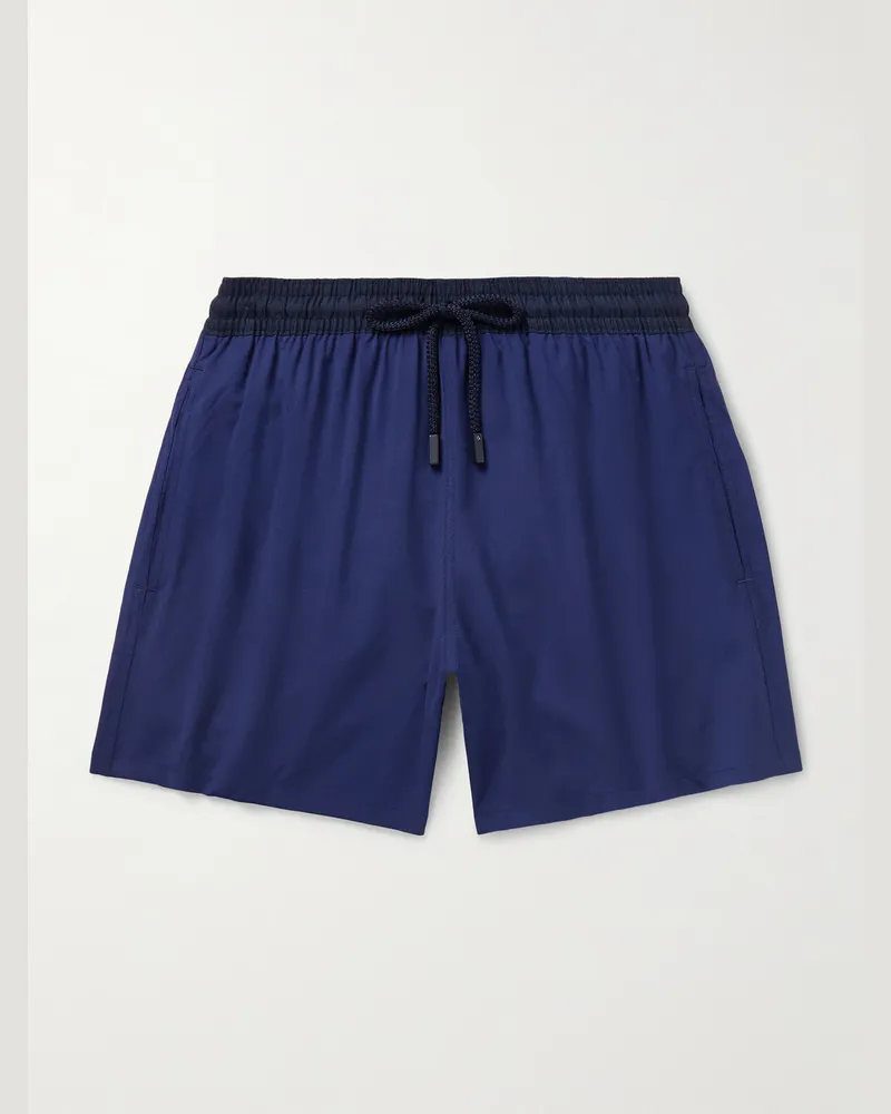 Vilebrequin Magnus gerade geschnittene mittellange Badeshorts aus Wolle Blau