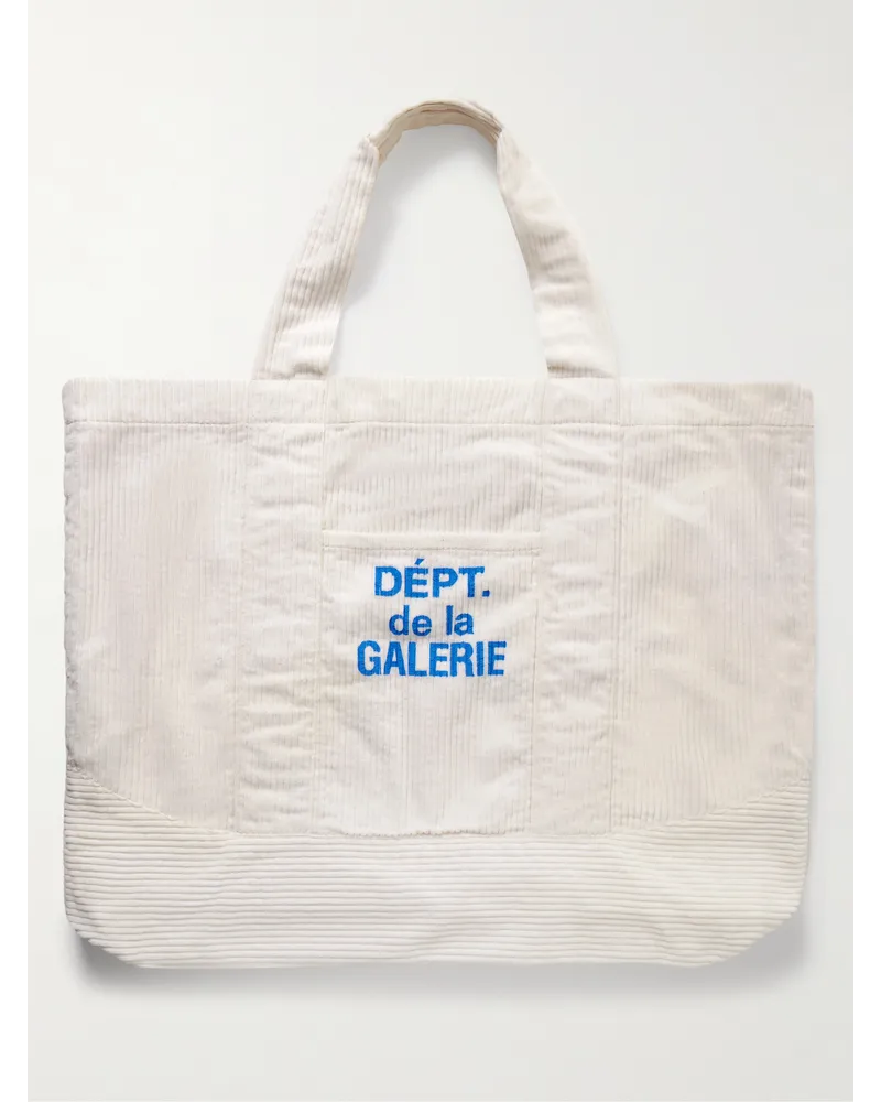 GALLERY DEPT. Tote aus Baumwollcord mit Logoprint Weiß