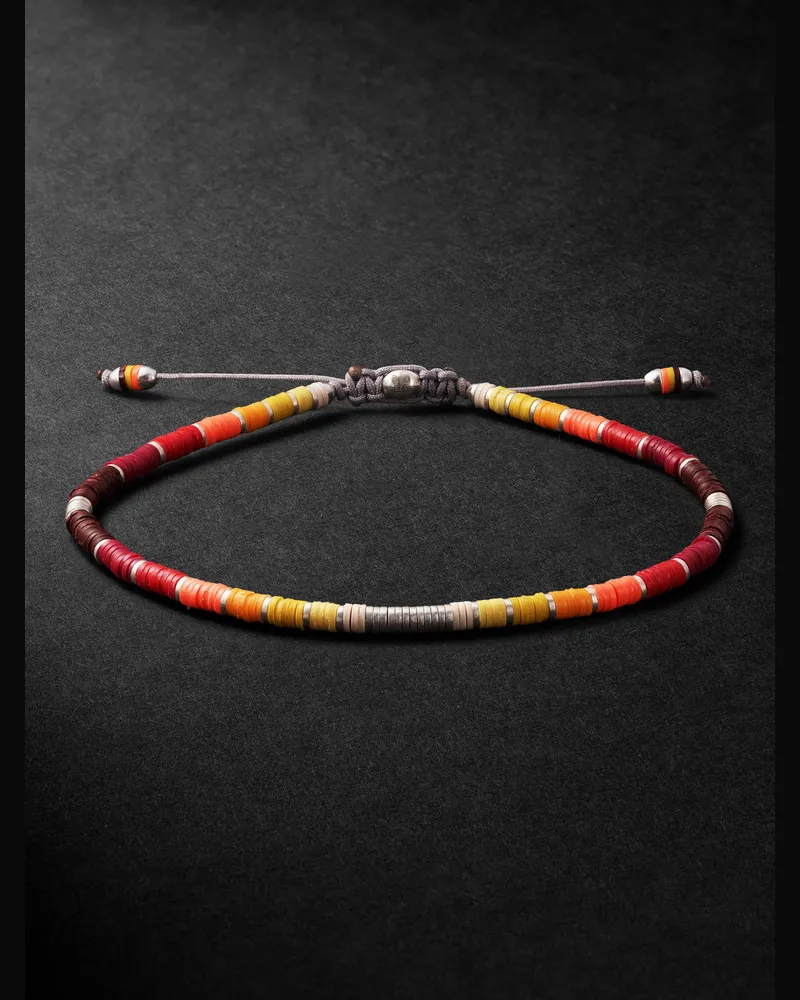 MAOR Mini Rizon Sterling Silver and Cord Beaded Bracelet Red