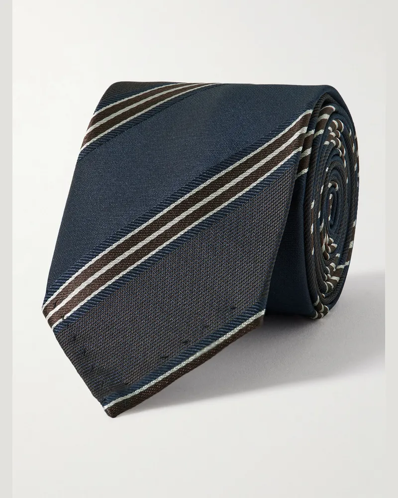 LARDINI Krawatte aus gestreiftem Seidengabardine, 6 cm Blau