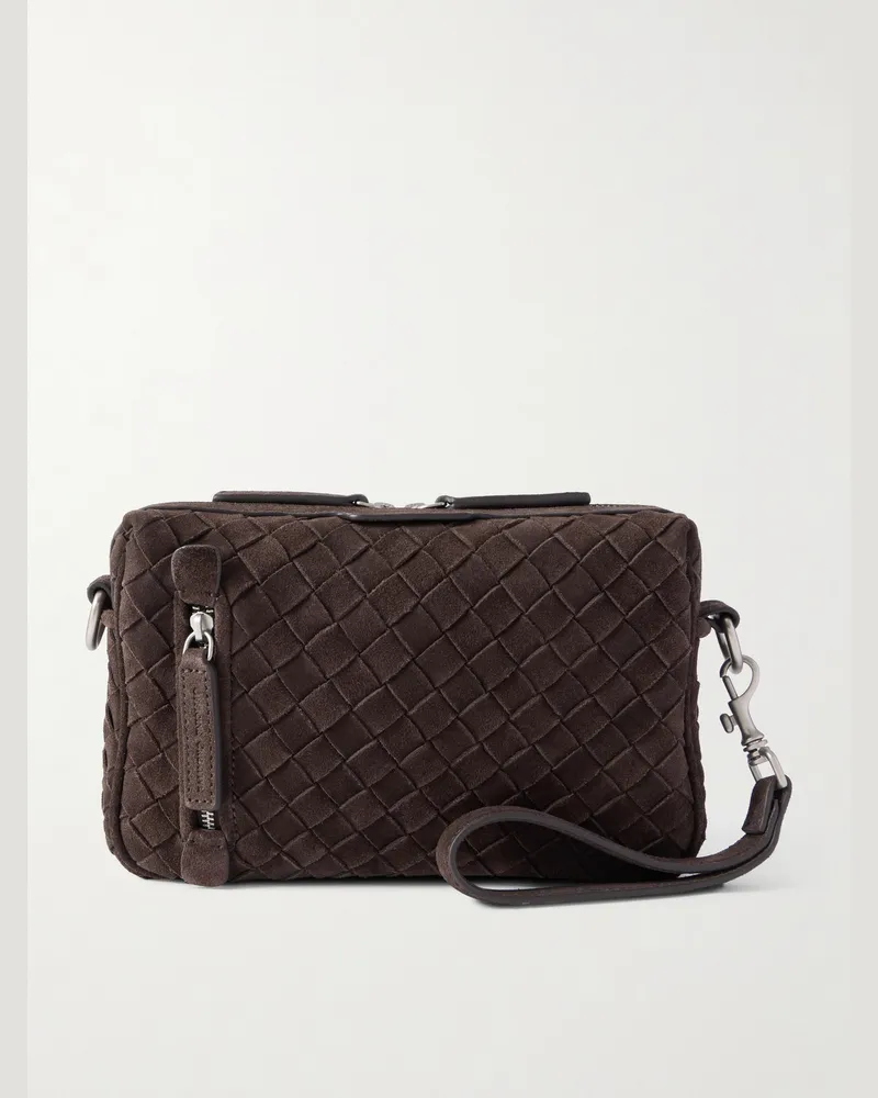 Officine Creative Italia Woven Suede Messenger Bag Brown