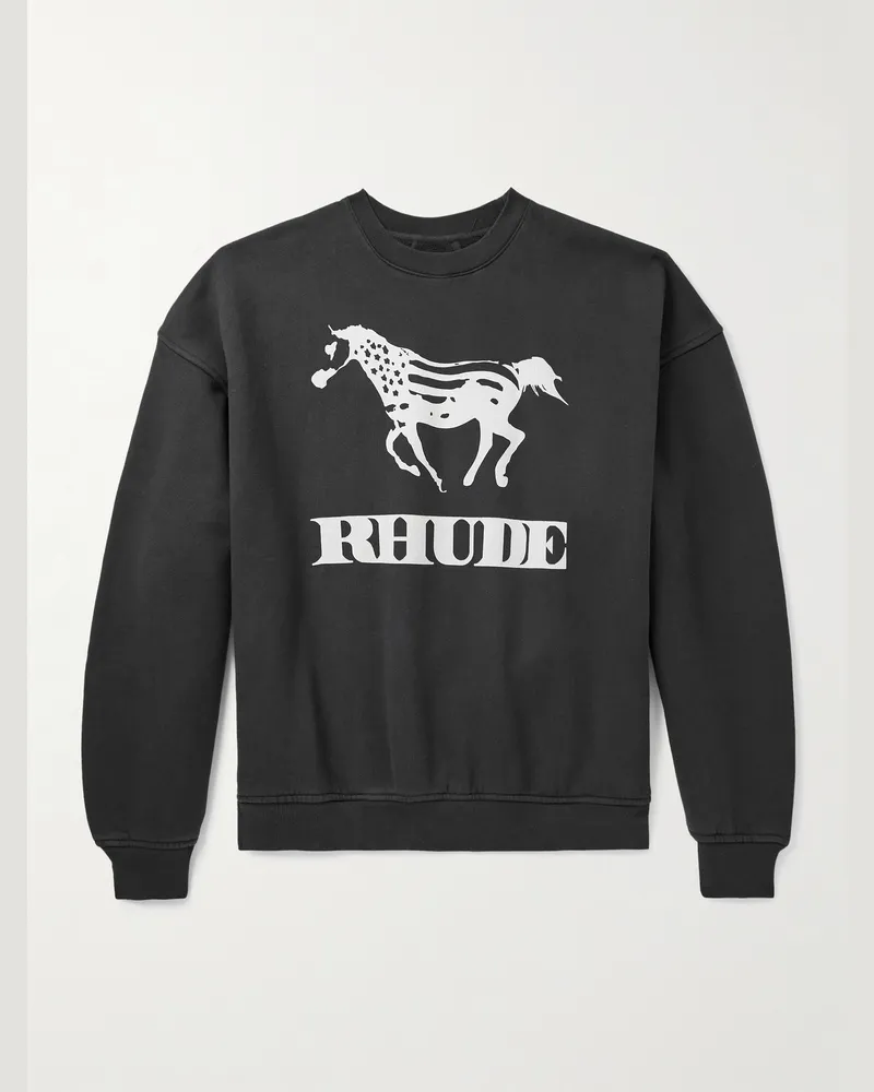 RHUDE Dinero Sweatshirt aus Baumwoll-Jersey mit Logoprint Schwarz