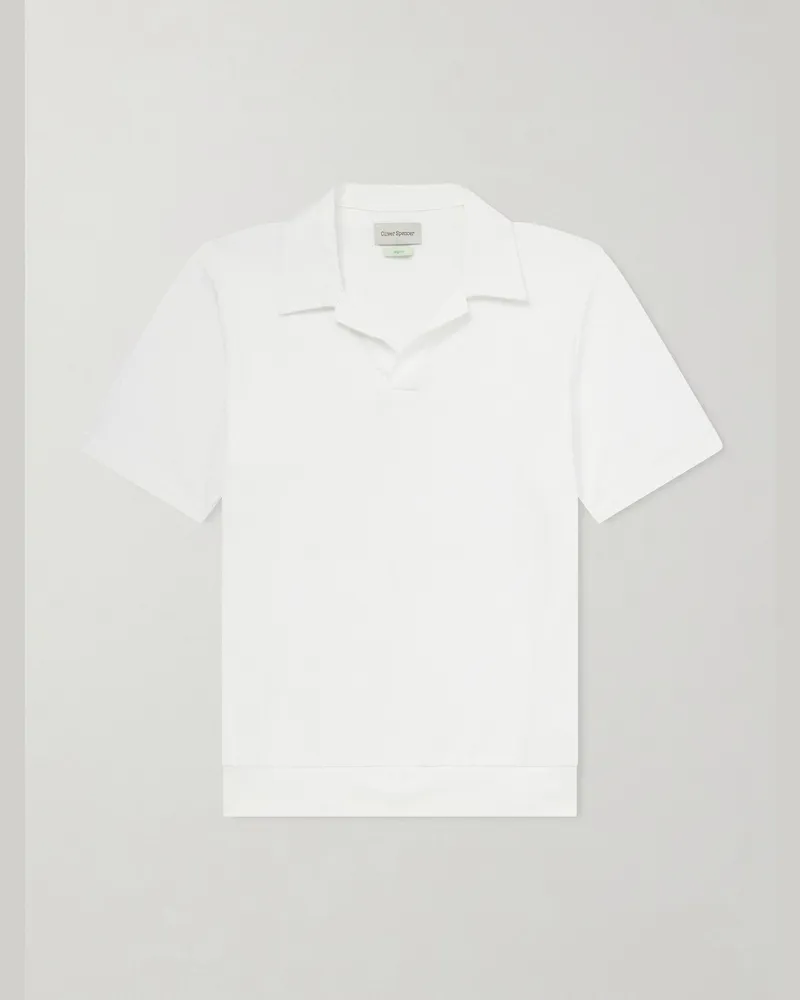 Oliver Spencer Westcott Open-Collar Organic Cotton Polo Shirt Neutrals