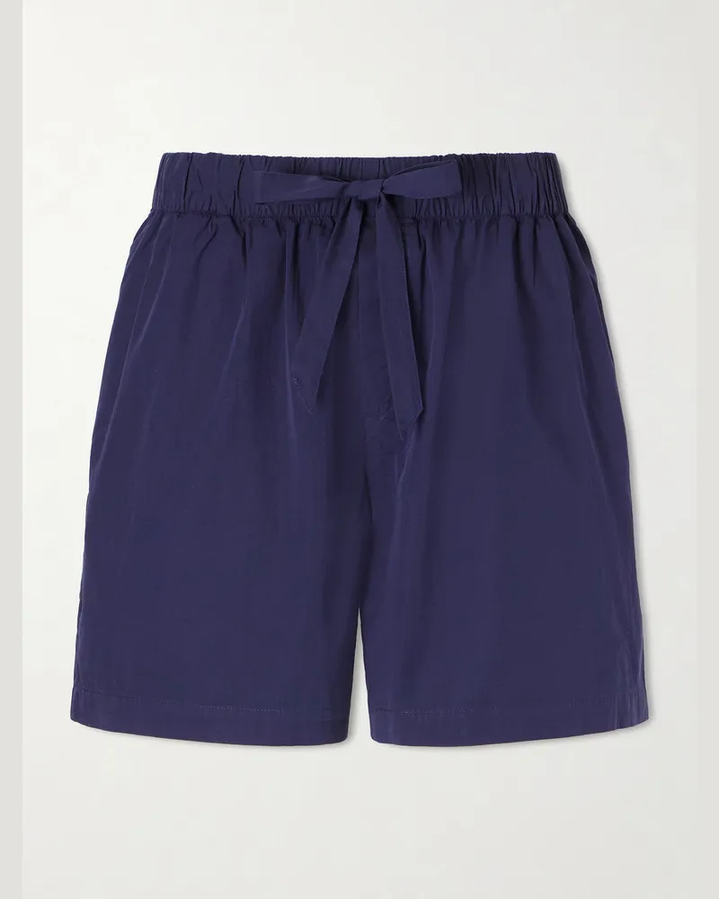 TEKLA Straight-Leg Organic Cotton-Poplin Shorts Blue