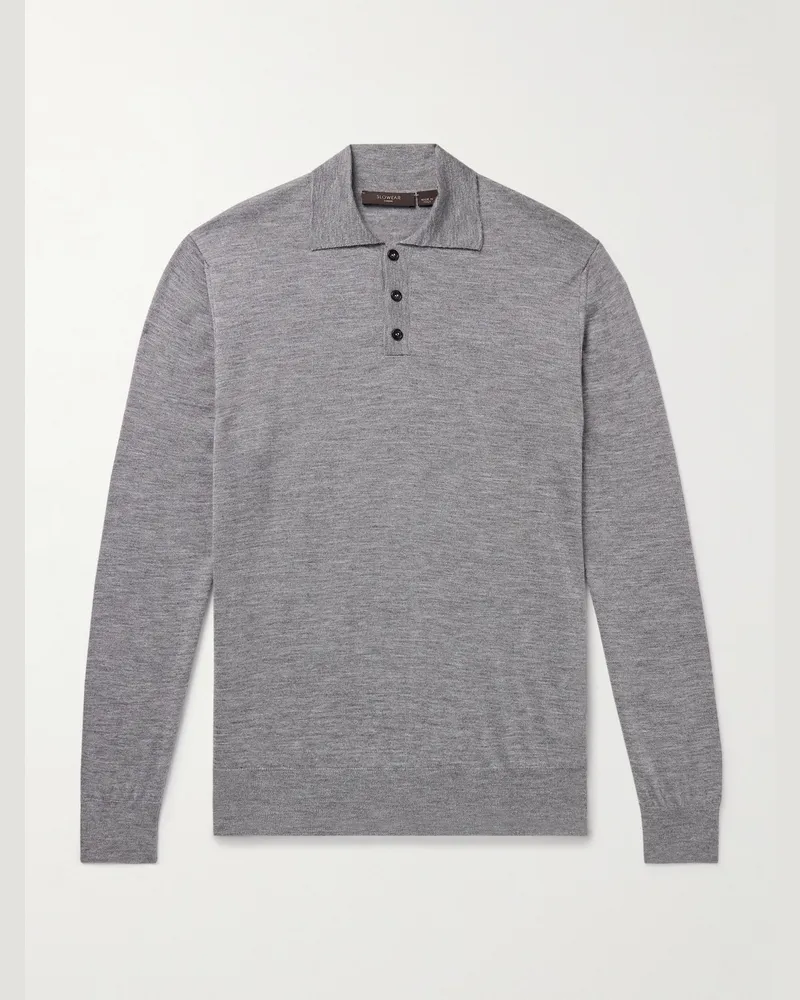 Incotex Schmal geschnittene Pullover aus einer Kaschmir-Seidenmischung mit Polokragen Grau