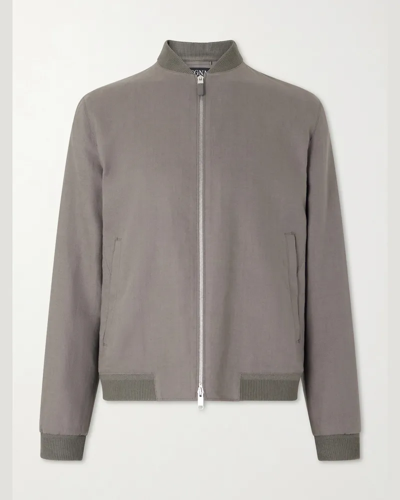 Ermenegildo Zegna Oasi Linen Bomber Jacket Gray