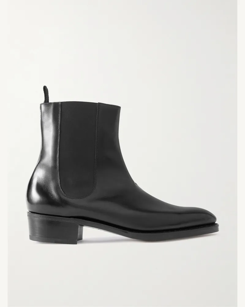 John Lobb Eddi Chelsea Boots aus Glanzleder Schwarz
