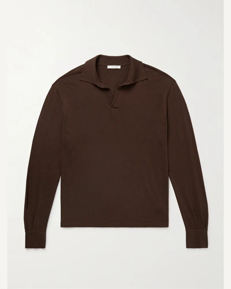 The Row Stafford Pullover aus Seiden-Jersey mit Polokragen Braun