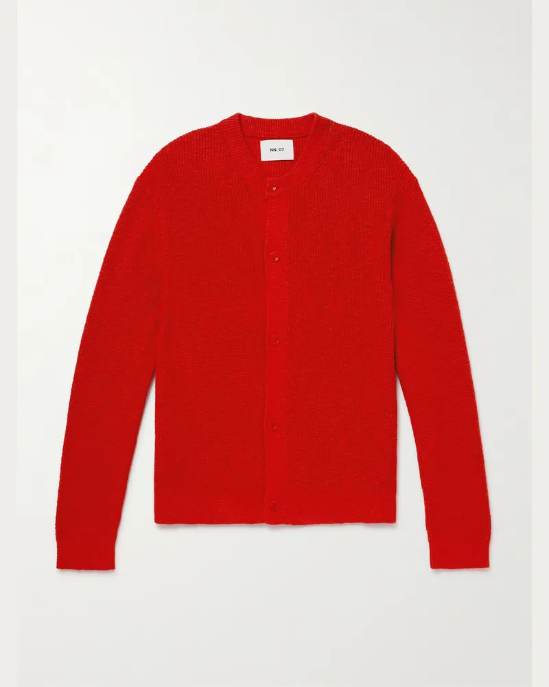 NN 07 Jasper 60028 Ribbed Organic Cotton Cardigan Red