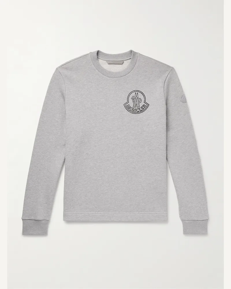 Moncler Sweatshirt aus Baumwoll-Jersey mit Logoprint und -applikation Grau