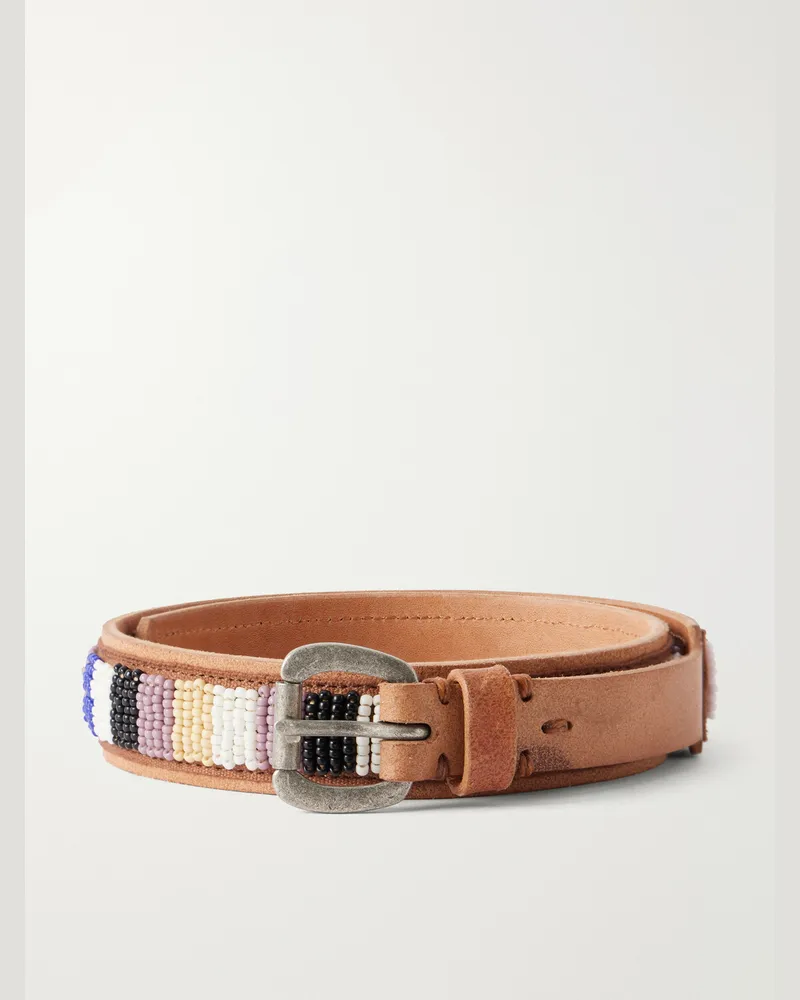 Visvim 3cm Beads Beaded Leather Belt Brown