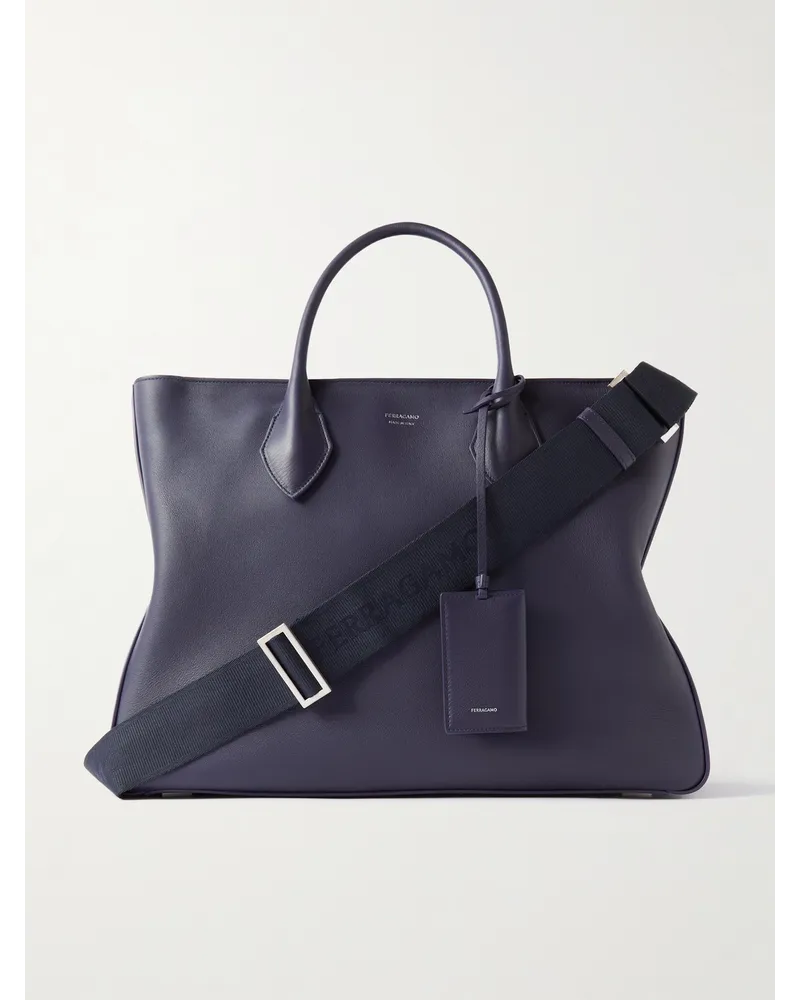 Ferragamo Tote aus strukturiertem Leder Blau