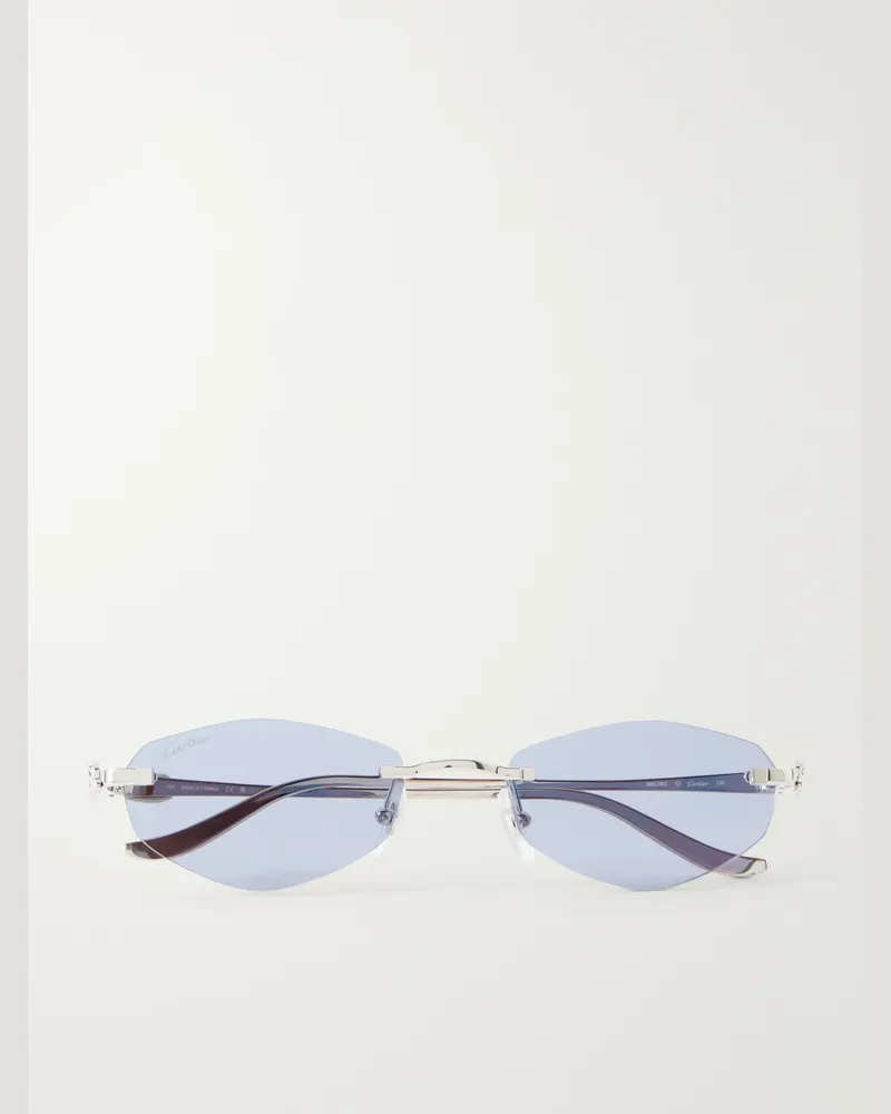 Cartier Panthère de Cartier Round-Frame Silver-Tone Sunglasses Silver