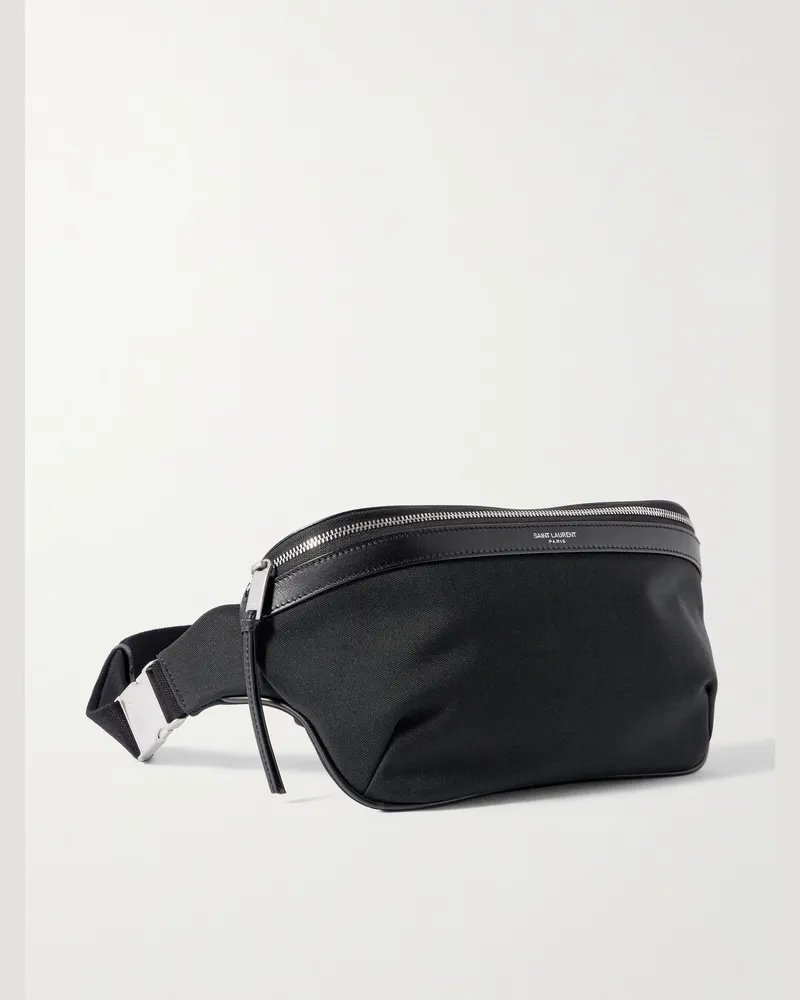 Saint Laurent Leather-Trimmed Canvas Belt Bag Black