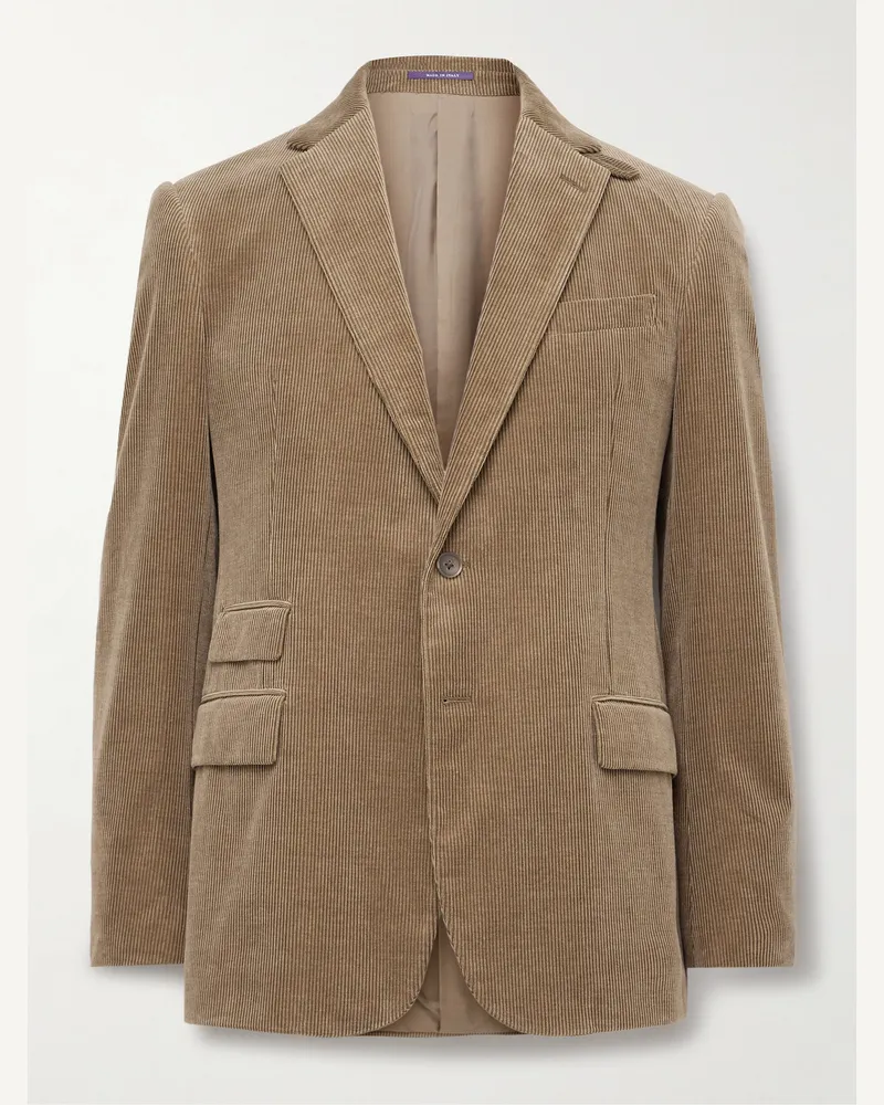 Ralph Lauren Kent schmal geschnittenes Sakko aus Cord aus einer Baumwoll-Kaschmirmischung Braun