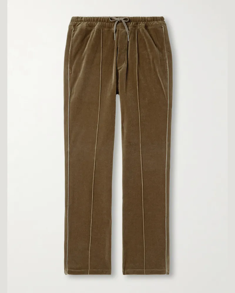 Tom Ford Gerade geschnittene Jogginghose aus Velours aus einer Baumwollmischung Braun