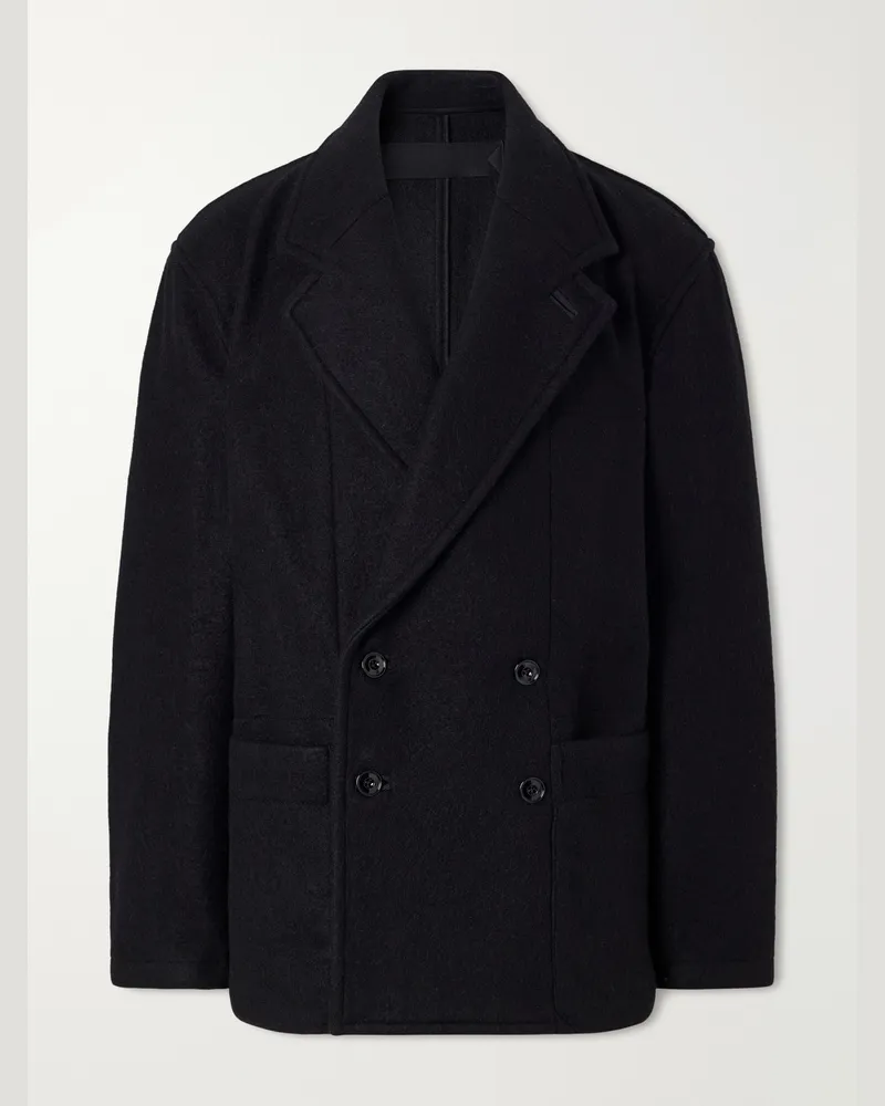 Christophe Lemaire Double-Breasted Wool and Alpaca-Blend Felt Coat Black