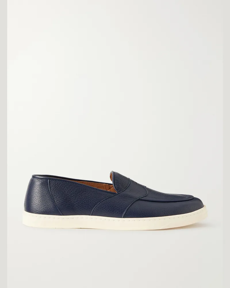 George Cleverley Joey Deerskin Penny Loafers Blue