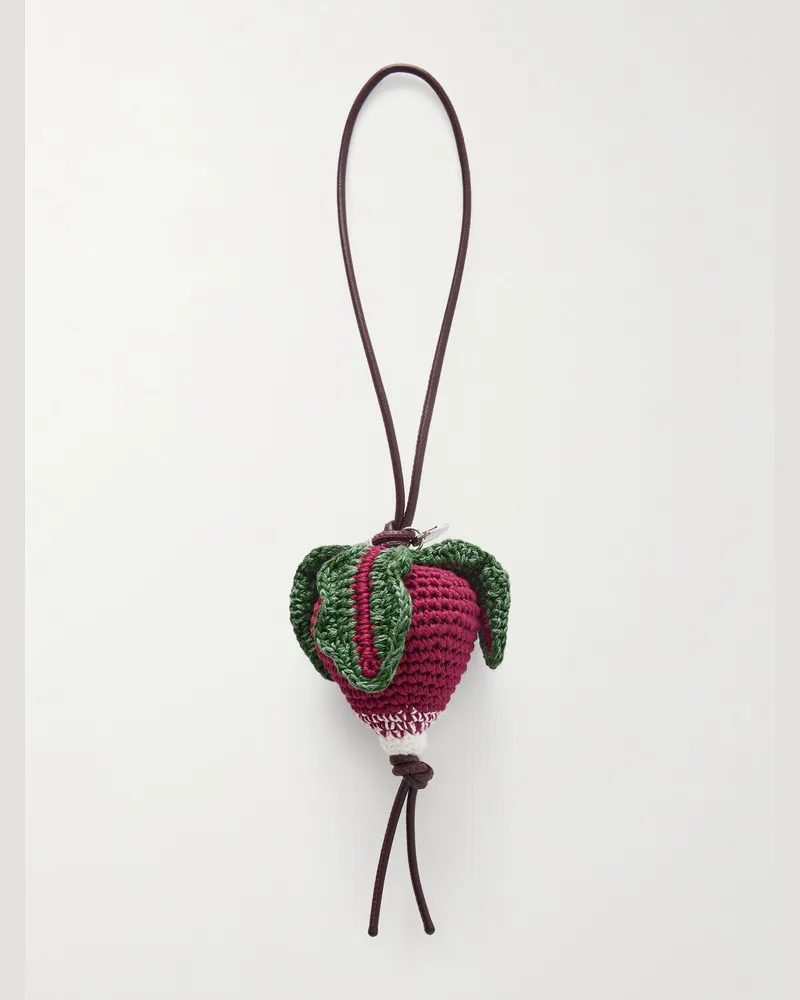 J.W.Anderson Radish Taschenanhänger aus gehäkelter Baumwolle Burgunder